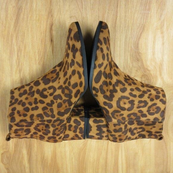 A NEW DAY Valerie Leopard Spot City Ankle Bootie Sz 7.5 WIDE Animal Print Boots - Picture 9 of 15